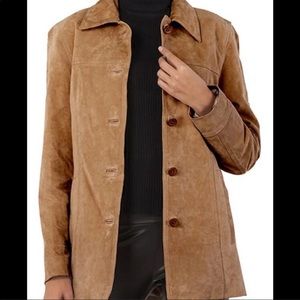 BGSD Anna Suede Leather Jacket Large Tan Car Coat